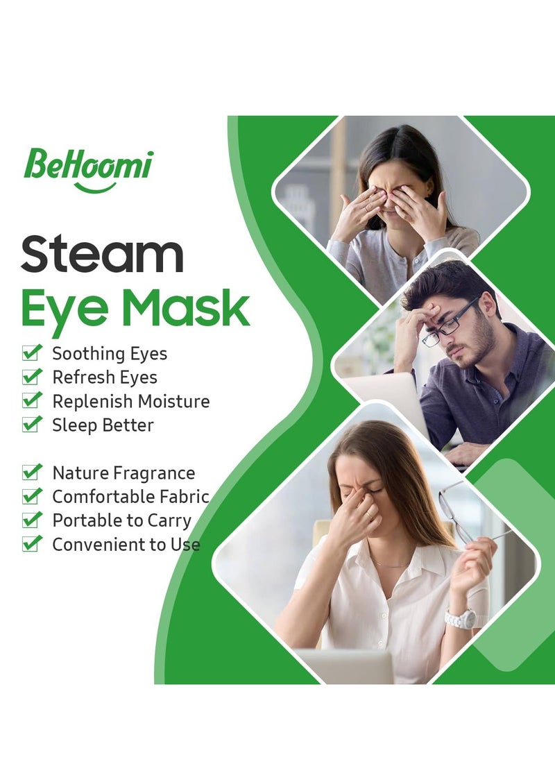 BeHoomi 20 Packs Steam Eye Mask, Heated Eye Mask Warm Compress for Eyes, Disposable Self Heating Eye Mask for Sleep, Travel Essentials & Relaxation Gifts for Women, Stocking Stuffers (Lemongrass)  - Image 5
