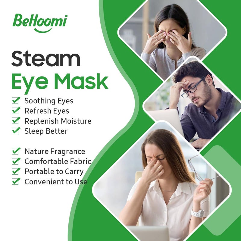 BeHoomi 20 Packs Steam Eye Mask, Heated Eye Mask Warm Compress for Eyes, Disposable Self Heating Steam Mask Sleep, Spa, Travel Essentials & Relaxation Gifts for Women, Stocking Stuffers (Lemongrass) - Image 3