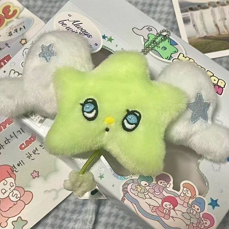 NCT wichu Star Pendant nctwish Key Chain Doll Album Peripheral Plush Doll Schoolbag Gift Green star [with wings] - Image 1