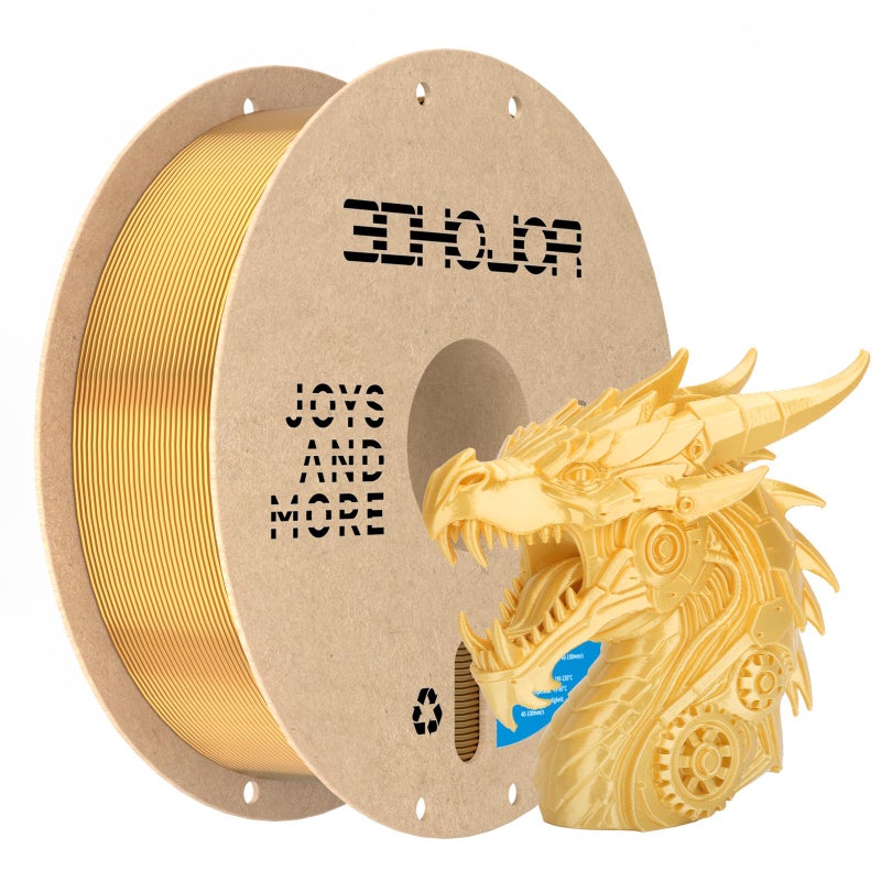 3DHoJor Silk Gold PLA Filament 1.75mm, PLA Filament 1.75mm Silk Shiny 3D Printer Filament, 1kg Cardboard Spool (2.2lbs), Dimensional Accuracy +/- 0.03 mm, Fit Most FDM Printer - Image 1