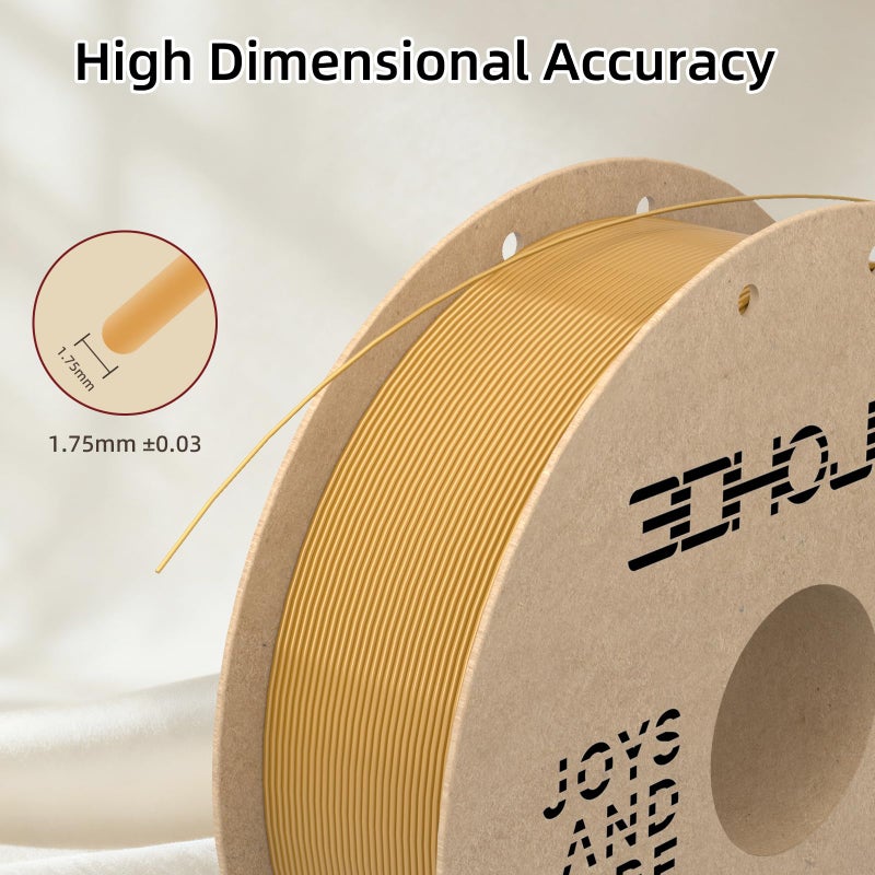 3DHoJor Silk Gold PLA Filament 1.75mm, PLA Filament 1.75mm Silk Shiny 3D Printer Filament, 1kg Cardboard Spool (2.2lbs), Dimensional Accuracy +/- 0.03 mm, Fit Most FDM Printer - Image 4