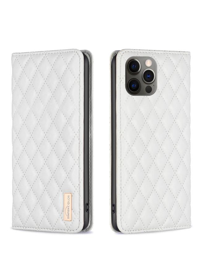Zaboon Case For iPhone 12 / 12 Pro Diamond Lattice Magnetic Leather Flip Phone Case - Image 1