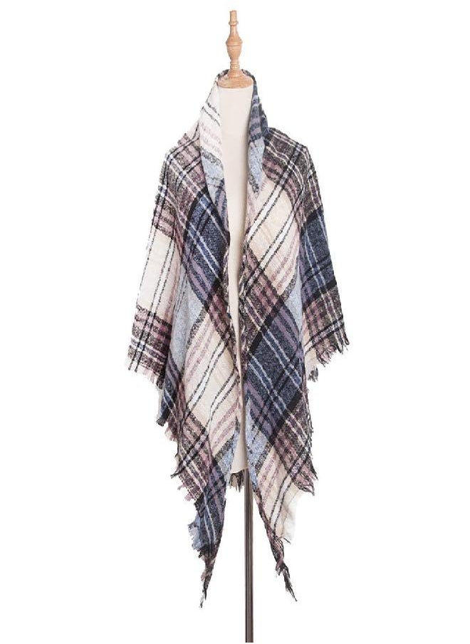Wander Agio Wander Agio Womens Warm Winter Scarf Triangle Shawls Scarves Stripe Plaid Fichu Rough Beige 5  - Image 1