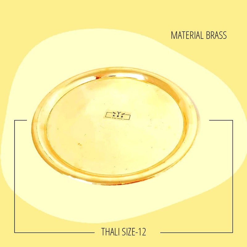 KBB Brass THALI Dinner Set Plain Design 12inch 5 Pieces - Image 3