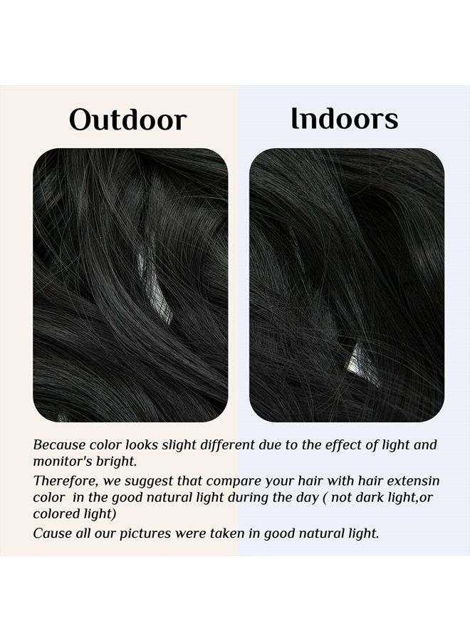 SARLA إضافات شعر خفية سلكية سوداء مستقيمة طويلة قطع شعر صناعية للنساء 22 بوصة رأس قابل للتعديل ألياف مقاومة للحرارة بدون مشبك - Image 2