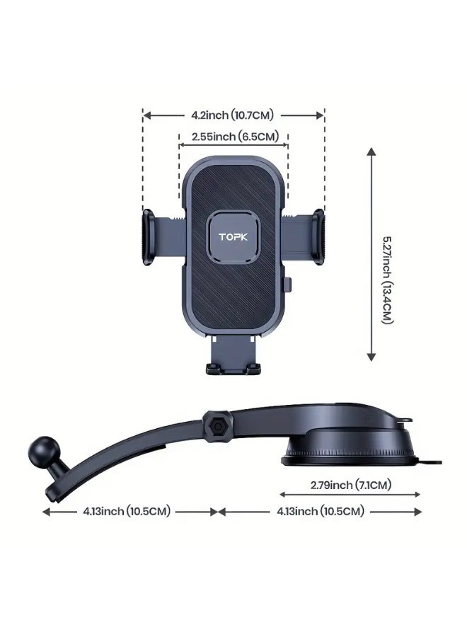 توبك أفضل حامل هاتف للسيارة، حامل هاتف محمول متطور قابل للتعديل للوحة قيادة السيارة، يعمل مع جميع الهواتف في الوضعين الأفقي والرأسي - Image 3