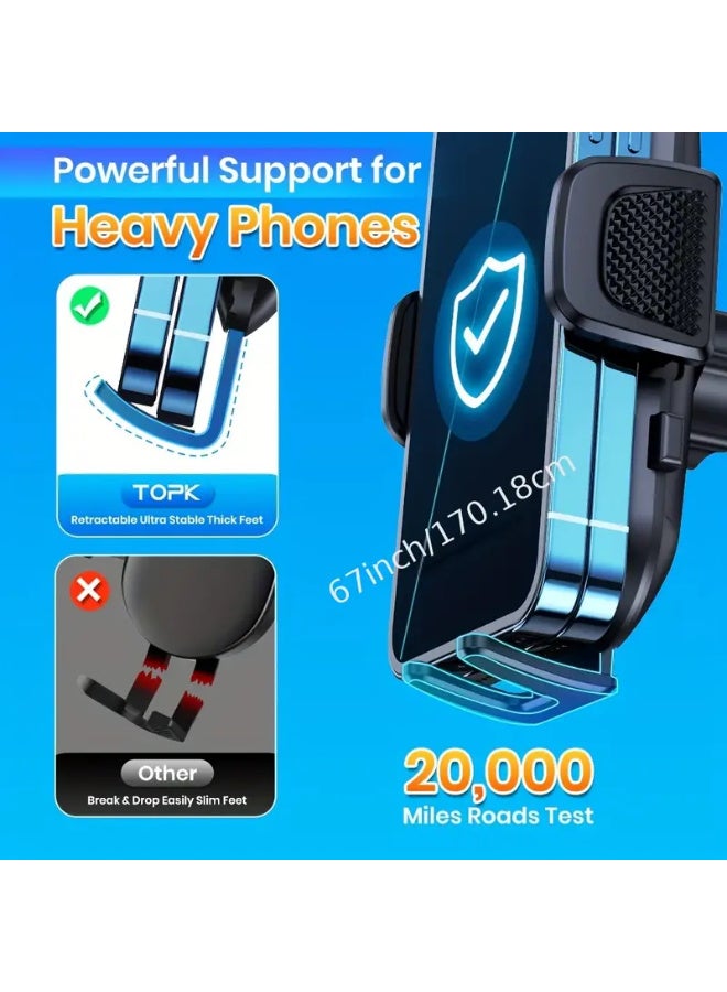توبك أفضل حامل هاتف للسيارة، حامل هاتف محمول متطور قابل للتعديل للوحة قيادة السيارة، يعمل مع جميع الهواتف في الوضعين الأفقي والرأسي - Image 5
