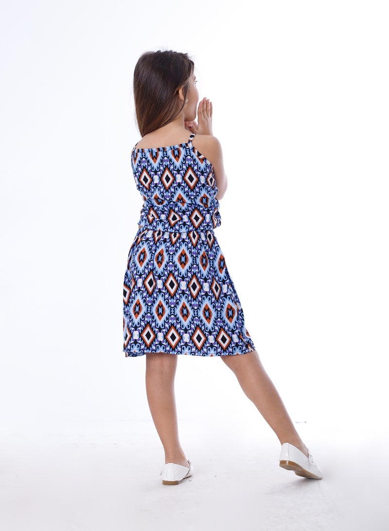 بيبو_فستان حمالة وسط استيك_أزرق - Image 3