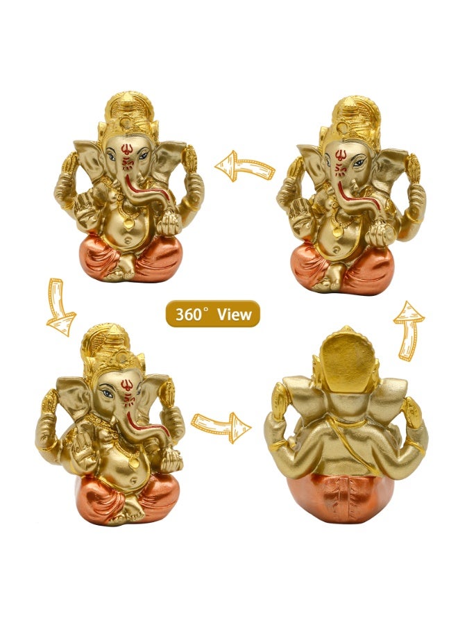 alikiki Hindu God Lord Ganesha Staue - India God Ganesh Idol for Car Dashboard Decor Birthday Gifts for Indian Man Women Home Mandir Temple Pooja Item Diwali Puja Gifts Yoga Room Altar Decor - Image 2