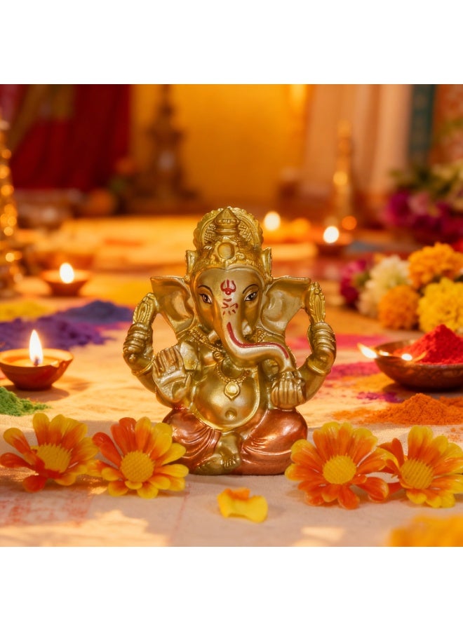 alikiki Hindu God Lord Ganesha Staue - India God Ganesh Idol for Car Dashboard Decor Birthday Gifts for Indian Man Women Home Mandir Temple Pooja Item Diwali Puja Gifts Yoga Room Altar Decor - Image 3