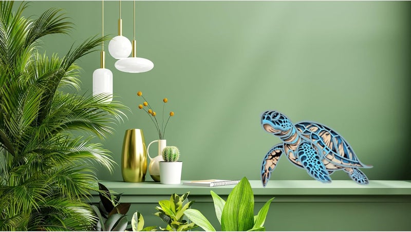 Handmade 3D Sea Turtle Wall Decor – Nautical Layered Wood Art for Beach House, Office, or Gallery Wall - Image 3