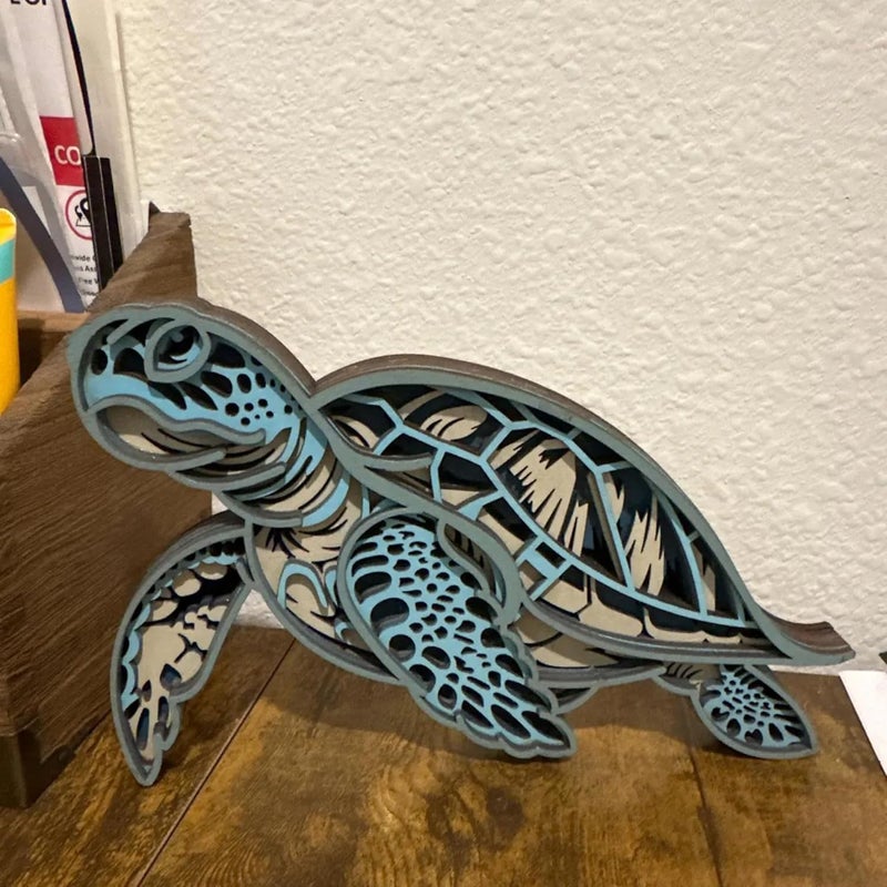 Handmade 3D Sea Turtle Wall Decor – Nautical Layered Wood Art for Beach House, Office, or Gallery Wall - Image 2
