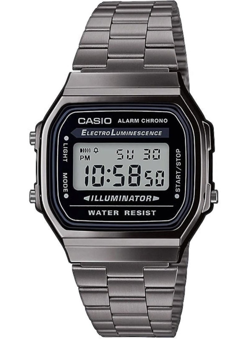 CASIO ساعة يد رقمية من الستانلس ستيل للجنسين A-168WGG-1ADF - 33 مم - رمادي - Image 1