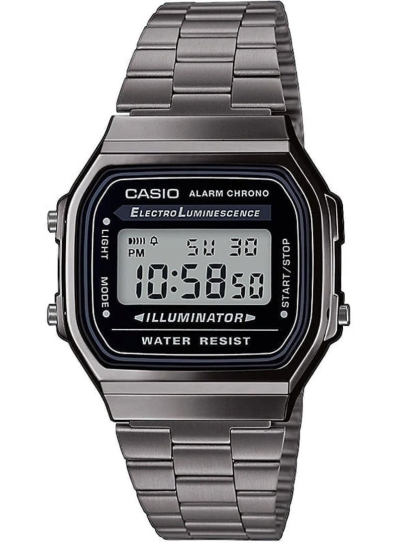 CASIO ساعة يد رقمية من الستانلس ستيل للجنسين A-168WGG-1ADF - 33 مم - رمادي - Image 4