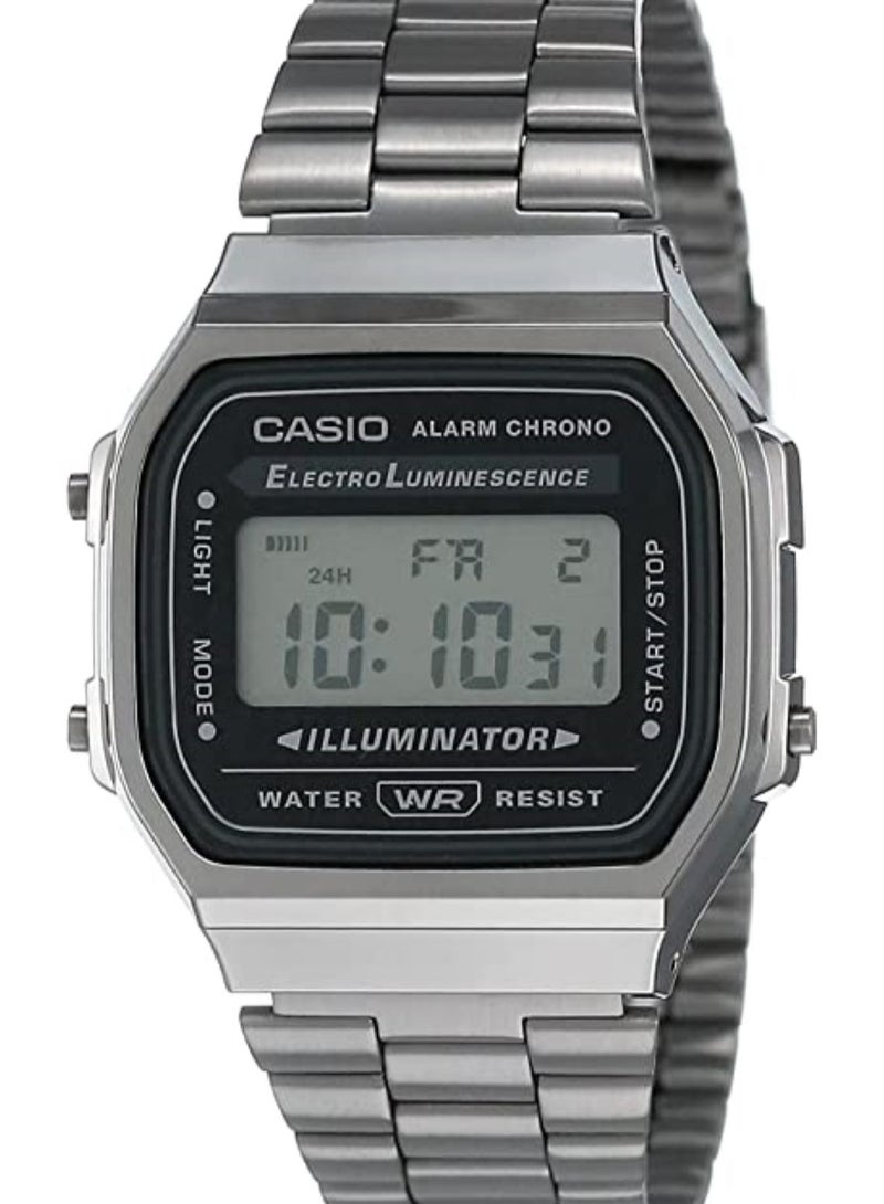 CASIO ساعة يد رقمية من الستانلس ستيل للجنسين A-168WGG-1ADF - 33 مم - رمادي - Image 2