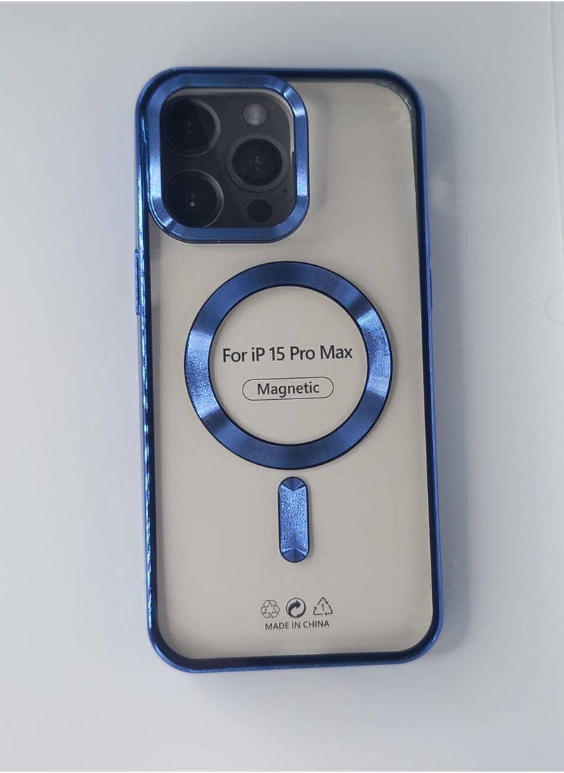 Undefined IPhone 15 Pro Max Transparent Blue Back Cover With Wireless Charger 