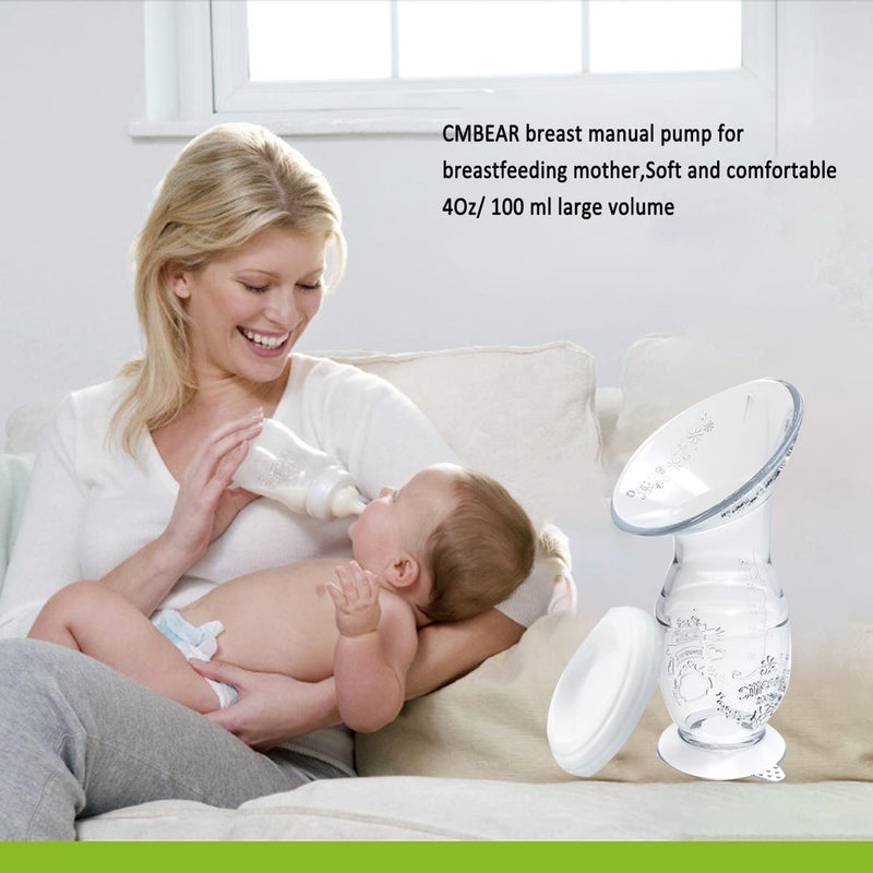 Cmbear Manual Breast Pump,4oz 100ml Food Grade Silicone,Soft and Comfortable Breast Milk Collection, Nusring Care for Breast Feeding Mom… - Image 2