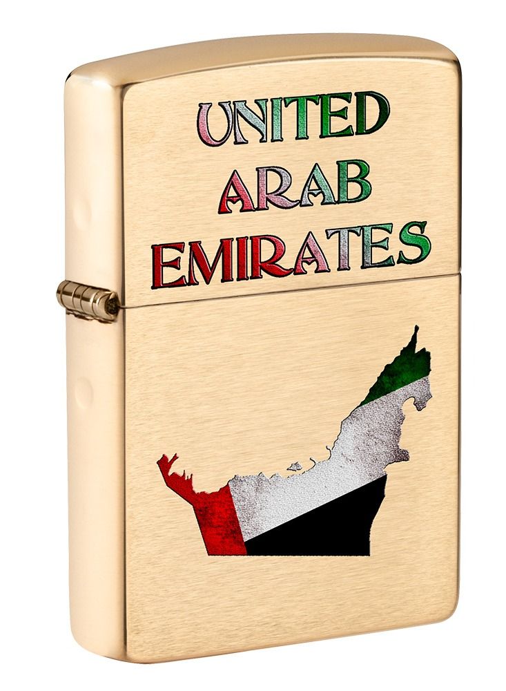 Zippo ولاعة مقاومة للرياح من Zippo CI014326 204B على شكل خريطة الإمارات العربية المتحدة مصنوعة من النحاس المصقول - Image 1