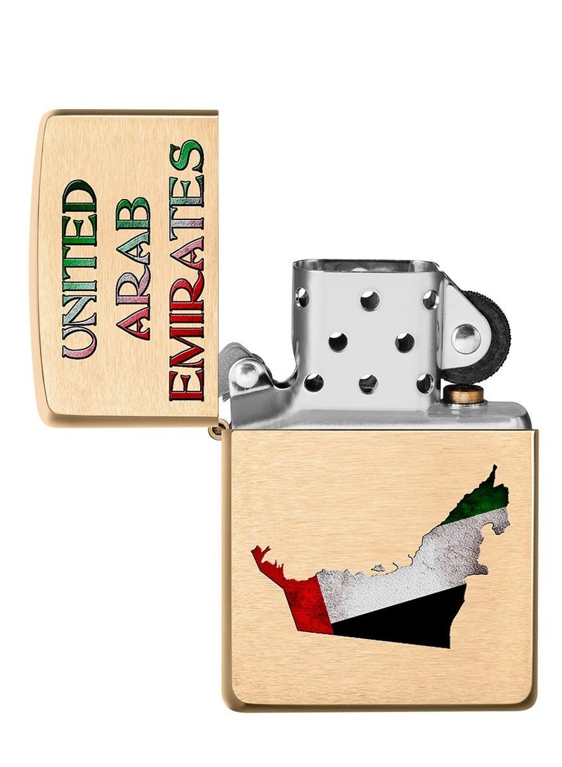 Zippo ولاعة مقاومة للرياح من Zippo CI014326 204B على شكل خريطة الإمارات العربية المتحدة مصنوعة من النحاس المصقول - Image 4