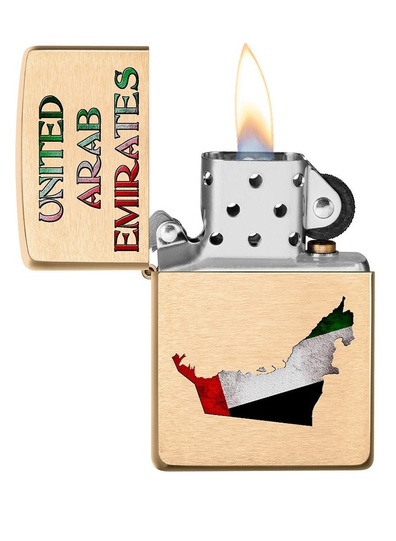 Zippo ولاعة مقاومة للرياح من Zippo CI014326 204B على شكل خريطة الإمارات العربية المتحدة مصنوعة من النحاس المصقول - Image 3