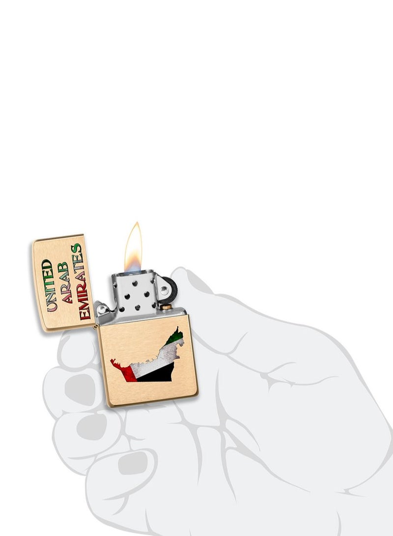 Zippo ولاعة مقاومة للرياح من Zippo CI014326 204B على شكل خريطة الإمارات العربية المتحدة مصنوعة من النحاس المصقول - Image 5