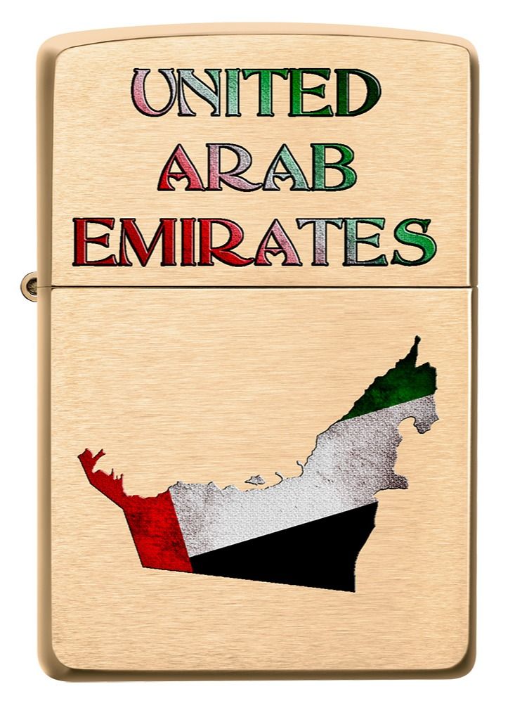 Zippo ولاعة مقاومة للرياح من Zippo CI014326 204B على شكل خريطة الإمارات العربية المتحدة مصنوعة من النحاس المصقول - Image 2