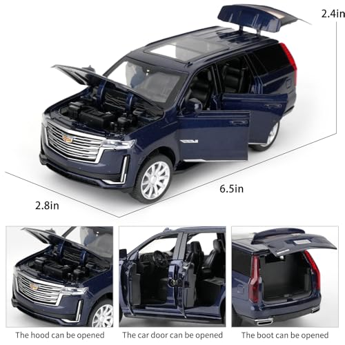 LOVEPOSELY 132 Scale Car Model Compatible for Collectible Escalade SUV Diecast Toy Vehicle Zinc Alloy Pull Back Toy Car with Sound and Light for Adult Boys Girls 3 4 5 6 7 8 Blue - Image 5