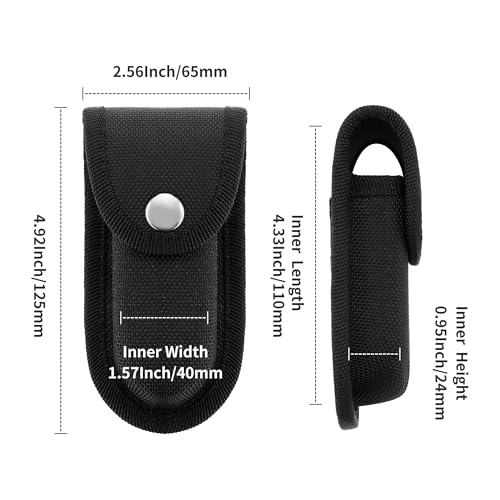 Timsec Nylon Pocket Knife Sheath, 4'' Multitool Pouch, Folding Knife Belt Sheath with Snap Closure and Vertical Carry Belt Loop, Multitool Case for Outdoor or Daily Use, Medium Size - Image 2
