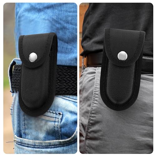 Timsec Nylon Pocket Knife Sheath, 4'' Multitool Pouch, Folding Knife Belt Sheath with Snap Closure and Vertical Carry Belt Loop, Multitool Case for Outdoor or Daily Use, Medium Size - Image 4