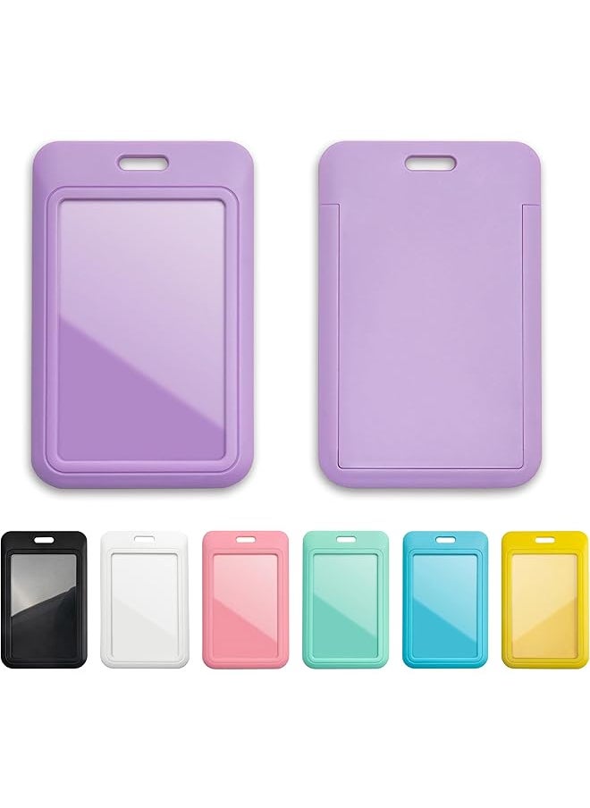 erorex Sliding Id Badge Holder With Clear Window Purple Id Card Protector Pouch For Office School Id Credit Cards Proximity Key Cards Driver'S Licenses And Passes 1 Pcs  - Image 1