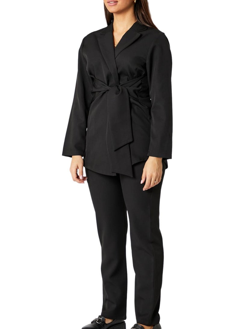 MOiSTREET Black Barbie Crepe Fabric Blazer and Pants Set - Image 1