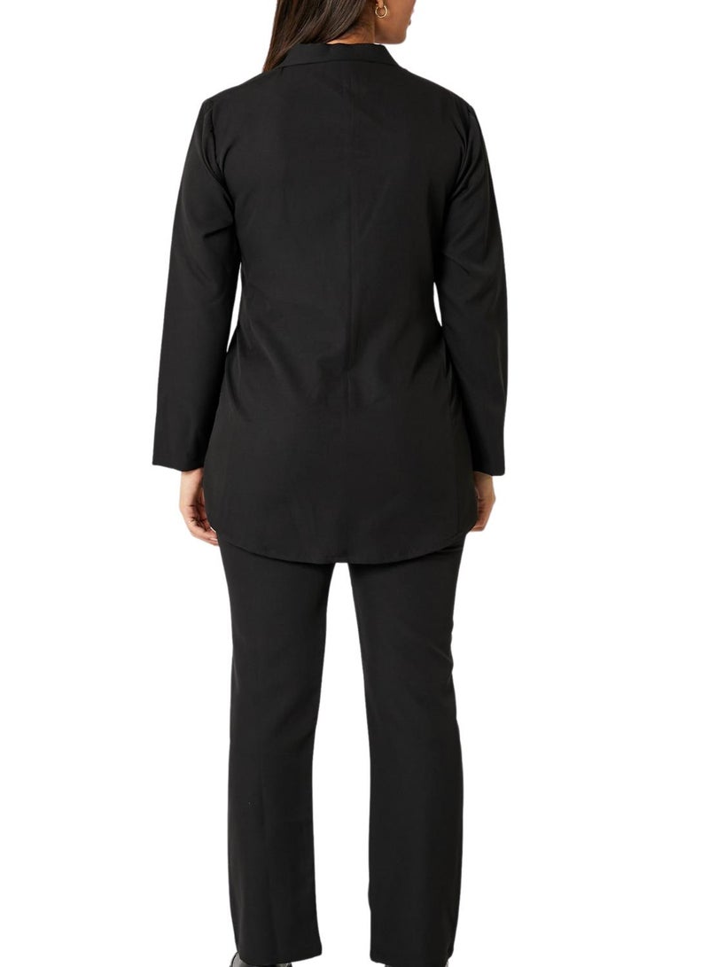MOiSTREET Black Barbie Crepe Fabric Blazer and Pants Set - Image 4