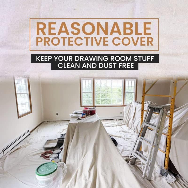 ZUPERIA Canvas Drop Cloth (Size 4 x 15 Feet - Pack of 2) - Pure Cotton Painters Drop Cloth for Painting, Furniture & Floor Protection - All Purpose Thick Canvas tarp with Double Stitched Edges - Image 3