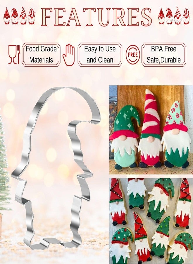 Orapink 3 Pieces Gnome Cookie Cutters Set for Baking Stainless Steel Large Christmas Gnome Shape Cookie Cutter - Image 2