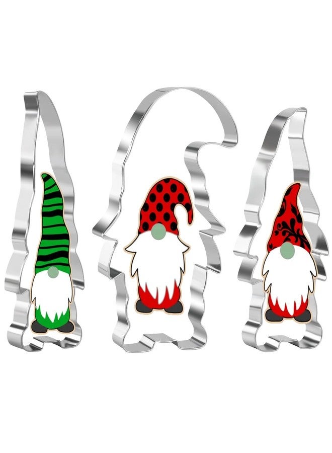 Orapink 3 Pieces Gnome Cookie Cutters Set for Baking Stainless Steel Large Christmas Gnome Shape Cookie Cutter - Image 1
