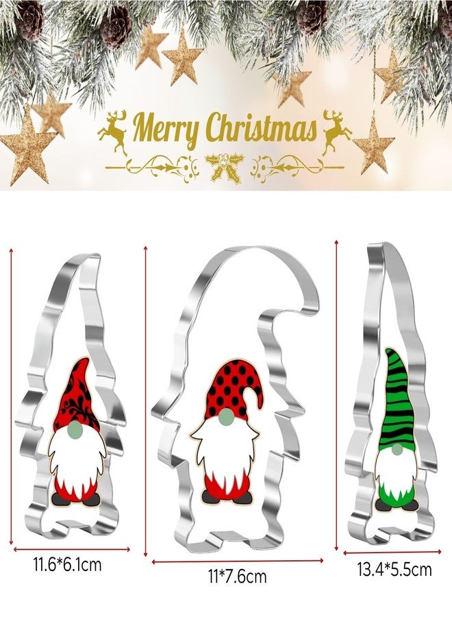 Orapink 3 Pieces Gnome Cookie Cutters Set for Baking Stainless Steel Large Christmas Gnome Shape Cookie Cutter - Image 4
