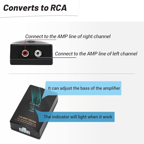 NuIth Car Audio Speaker Wire to RCA Line Output Converter, 2-Channel High to Low RCA Converter for Adding Amplifier Subwoofer to Stock Stereo - Image 2