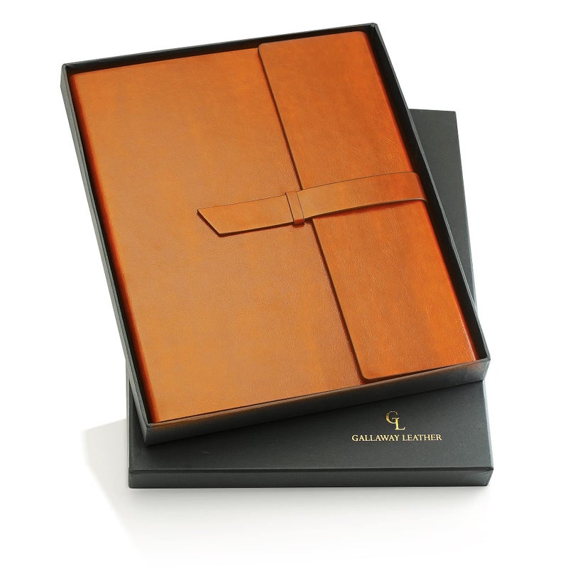 Gallaway Leather-Padfolio-Portfolio, Folder-Slim-Notebook, Note-Pad-Holder, Desk-Accessories, Brown - Image 1