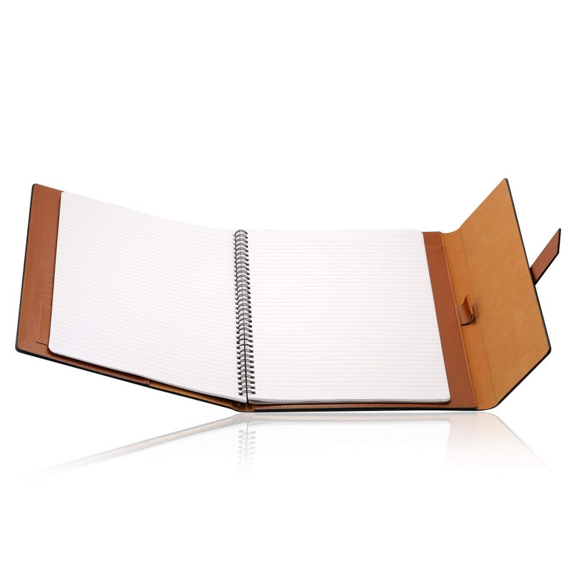 Gallaway Leather-Padfolio-Portfolio, Folder-Slim-Notebook, Note-Pad-Holder, Desk-Accessories, Brown - Image 3