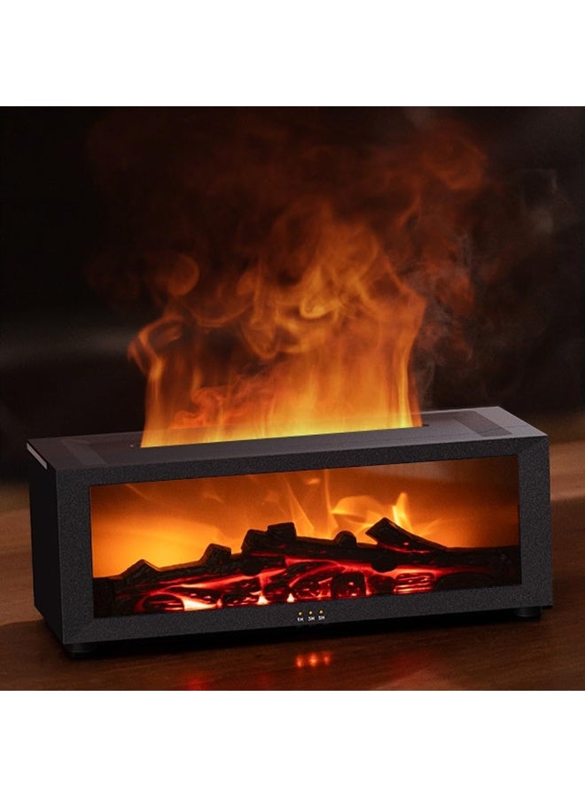Y&D Essential Oil Diffuser, 7 Colors Fireplace Fire Flame Aromatherapy Diffuser, 150ml Ultrasonic Humidifier, Scent Aroma Diffuser with Remote Control & Timer for Home,Bedroom,Office,Yoga (Black) - Image 1