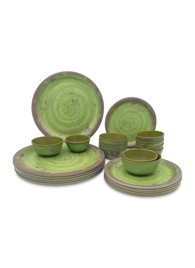 Superware SUPERWARE | Food Grade Melamine | Dinner Set - Rustic Q Olive Green (26 pcs.) | Stain Free, Glazed Finish  - Image 1