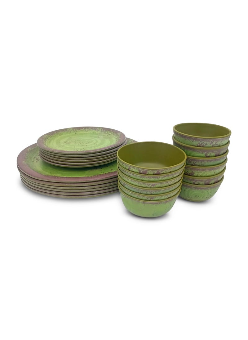 Superware SUPERWARE | Food Grade Melamine | Dinner Set - Rustic Q Olive Green (26 pcs.) | Stain Free, Glazed Finish  - Image 5