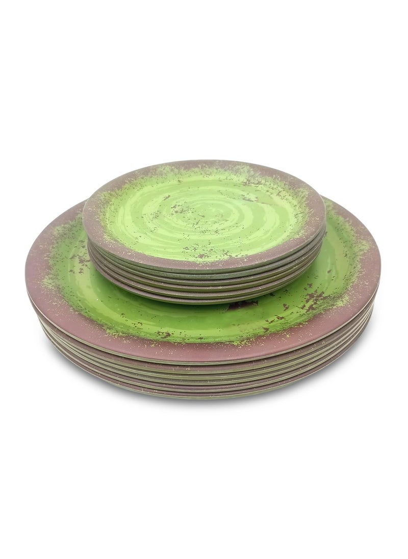 Superware SUPERWARE | Food Grade Melamine | Dinner Set - Rustic Q Olive Green (26 pcs.) | Stain Free, Glazed Finish  - Image 3