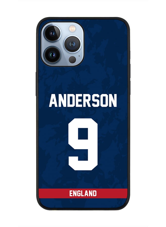 Stylizedd - Rugged Black Edge Case iPhone 13 Pro Max, Slim fit Soft Case Flexible Rubber Edges Thin Cover - Player Name - James Anderson, Jersey Number- 9 - Image 1