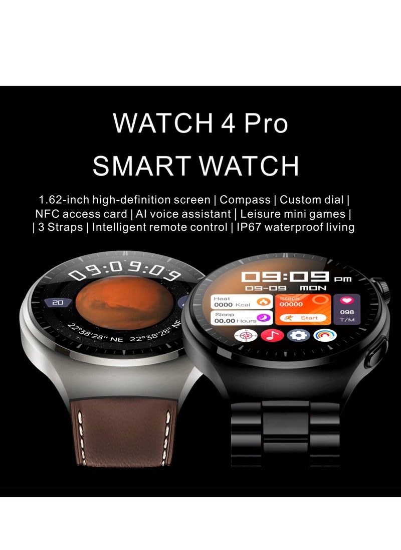 Hommtel - WATCH 4 Pro Formal Edition Black – The Ultimate Smartwatch with 1.62'' AMOLED Display, 2 Extra Straps for Style, Performance, and Everyday Adventure - Image 1