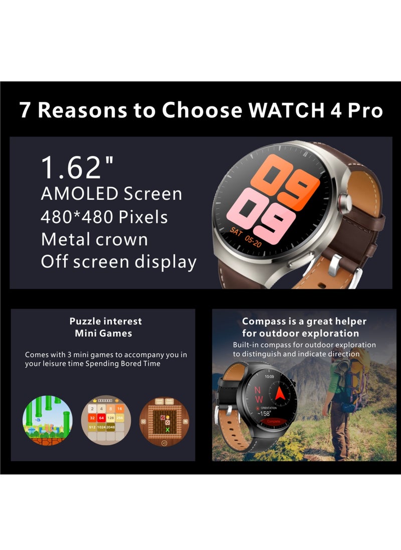 Hommtel - WATCH 4 Pro Formal Edition Black – The Ultimate Smartwatch with 1.62'' AMOLED Display, 2 Extra Straps for Style, Performance, and Everyday Adventure - Image 1