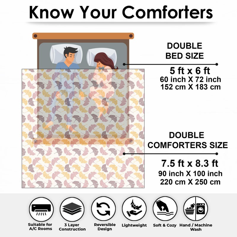 Story@Home Comforter Double Bed | 120GSM Microfiber Blanket Double Bed | 220X 250cm | AC Comforter Double Bed | Beige & Yellow | Floral/Motif Pattern | Quilt | Duvet | Dohar | Perfect Festive Gifting - Image 2