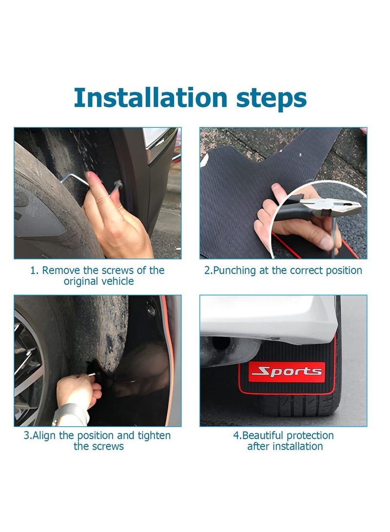 SOLARAE Car Mud Flaps Fender Splash Guards, 2 Pack PVC Mudguard Fender Flares With Hardware Front And Rear, Universal Sports Mud Flaps - Image 4