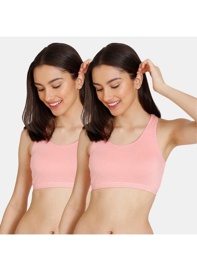 zivame Set of 2 - Zivame Solid Non-Padded Non-Wired Teen Bra with Racerback  - Image 1