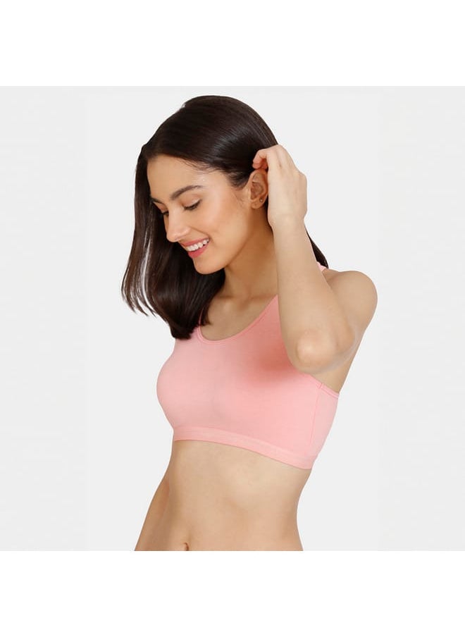 zivame Set of 2 - Zivame Solid Non-Padded Non-Wired Teen Bra with Racerback  - Image 3